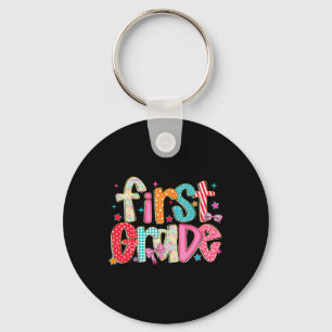 Preppy First Grade Back To School 1st Grade Teache Key Ring