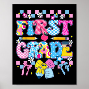 Preppy First Grade Back To School 1st Grade Teache Poster