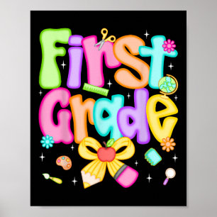 Preppy First Grade Back To School 1st Grade Teache Poster