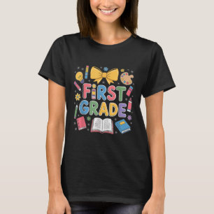 Preppy First Grade Back To School Coquette Bow Tea T-Shirt