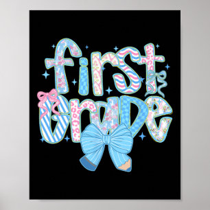 Preppy First Grade Back To School Floral Teachers Poster