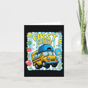 Preppy First Grade Back To School Funny School Bus Card