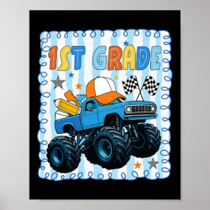 Preppy First Grade Back To School Funny Truck For Poster