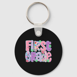Preppy First Grade Back To School Teachers Girls  Key Ring