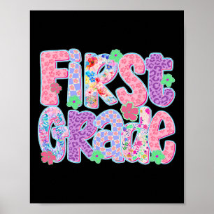 Preppy First Grade Back To School Teachers Girls Poster