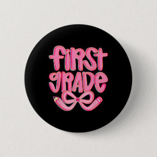 Preppy First Grade Ck To School Coquette Bow Teach 6 Cm Round Badge