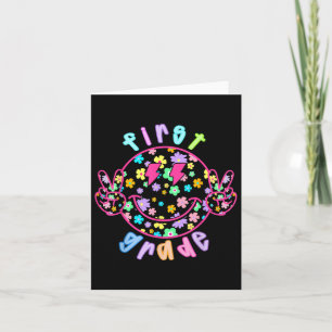 Preppy First Grade Smile Face Back To School Boy G Card