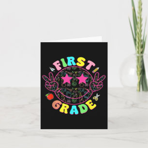 Preppy First Grade Smile Face Back To School Boy G Card
