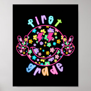 Preppy First Grade Smile Face Back To School Boy G Poster