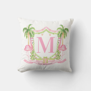Preppy Flamingo Christmas Crest Cushion