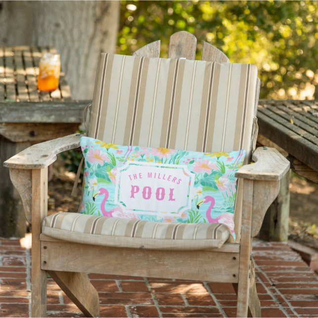 Preppy Flamingo | Pool and Patio Lumbar Cushion (Chair)