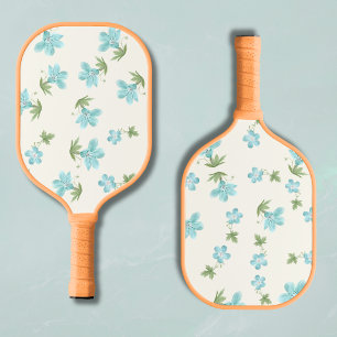 Preppy Floral Cottagecore Ivory & Light Blue  Pickleball Paddle