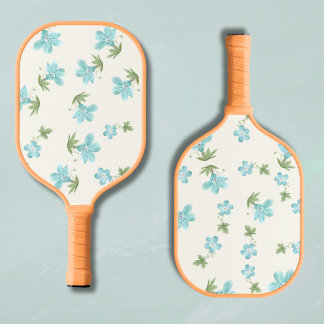 Preppy Floral Cottagecore Ivory & Light Blue  Pickleball Paddle
