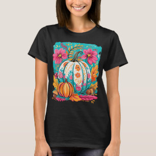 Preppy Floral Fall Pumpkin Autumn Thanksgiving Coz T-Shirt
