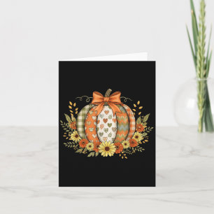 Preppy Floral Fall Pumpkin Lace Coquette Bow Hallo Card