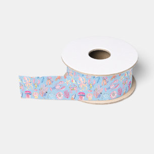 Preppy Floral Ocean Sealife Grosgrain Ribbon