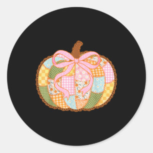 Preppy Floral Patchwork Pumpkin Coquette Lace Fall Classic Round Sticker
