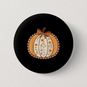 Preppy Floral Pumpkin Lace Trendy Shirt Coquette R 6 Cm Round Badge