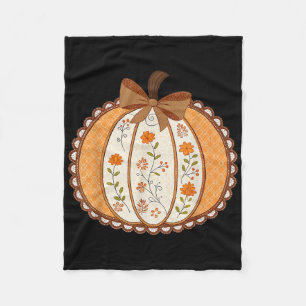 Preppy Floral Pumpkin Lace Trendy Shirt Coquette R Fleece Blanket