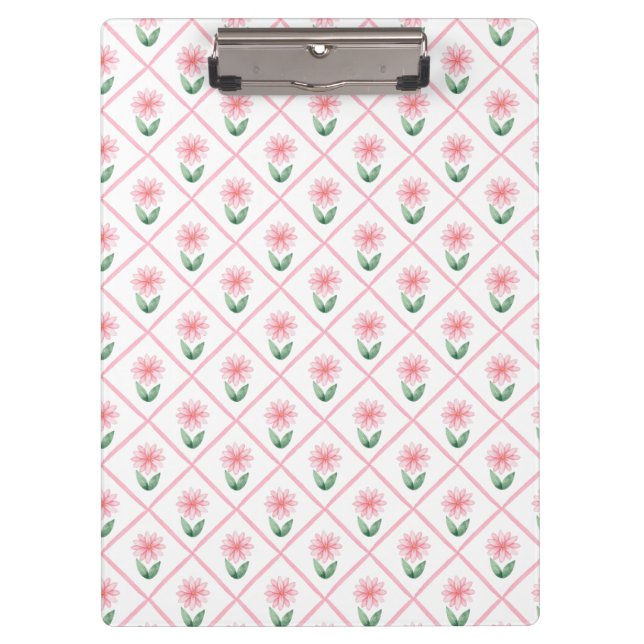 Preppy floral trellis grandmillenial clipboard (Front)