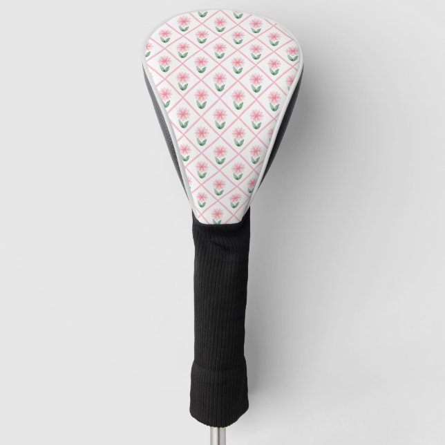 Preppy floral trellis grandmillenial golf head cover (Front)