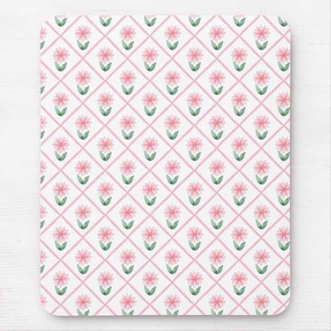 Preppy floral trellis grandmillenial mouse pad (Front)