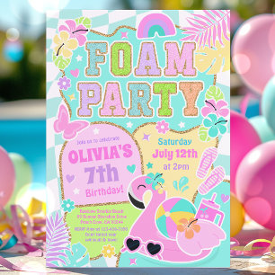 Preppy Foam Birthday Party Foam Pool Birthday Invitation