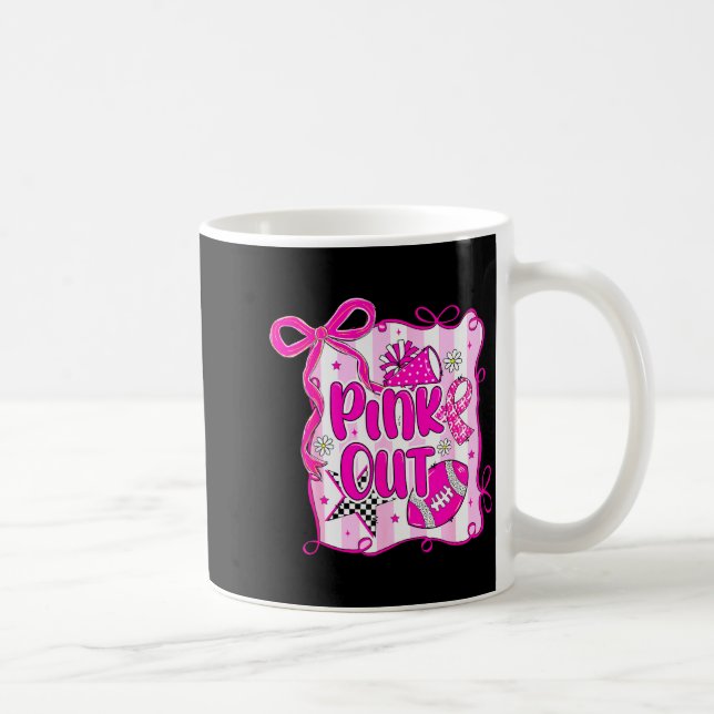 Preppy Football Nk Out Coquette Breast Cancer Chee Coffee Mug (Right)