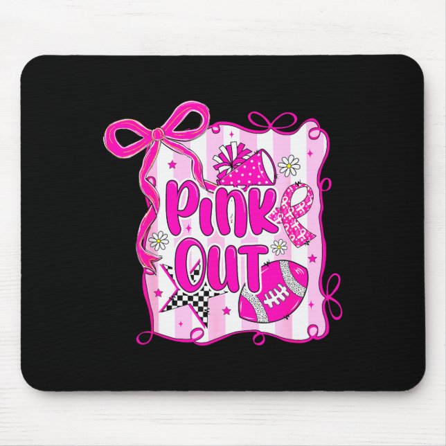 Preppy Football Nk Out Coquette Breast Cancer Chee Mouse Pad (Front)