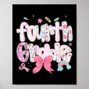Preppy Fourth Grade Back To School 4th Grade Girl Poster