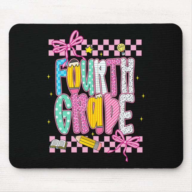Preppy Fourth Grade Back To School 4th Grade Teach Mouse Pad (Front)