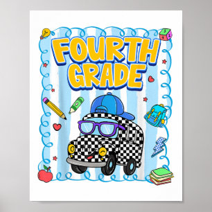 Preppy Fourth Grade Back To School Boys First Day Poster