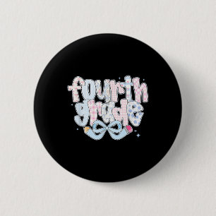 Preppy Fourth Grade Back To School Coquette 4th Gr 6 Cm Round Badge