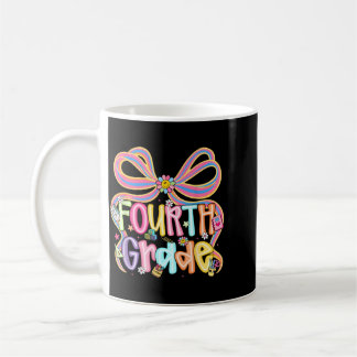 Preppy Fourth Grade Back To School Coquette Bow Coffee Mug