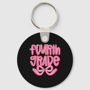 Preppy Fourth Grade Back To School Coquette Bow Te Key Ring