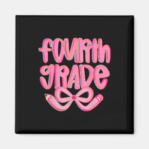 Preppy Fourth Grade Back To School Coquette Bow Te Magnet