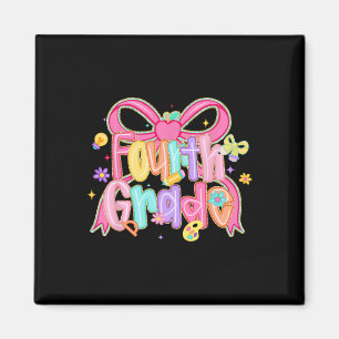 Preppy Fourth Grade Back To School Coquette Bow Te Magnet