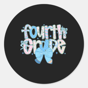 Preppy Fourth Grade Back To School Floral Teachers Classic Round Sticker