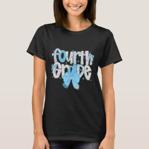 Preppy Fourth Grade Back To School Floral Teachers T-Shirt