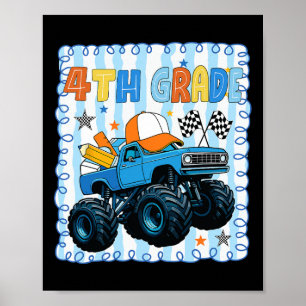 Preppy Fourth Grade Back To School Funny Truck For Poster