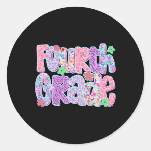 Preppy Fourth Grade Back To School Teachers Girls Classic Round Sticker