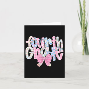 Preppy Fourth Grade Teacher Blue Floral Coquette P Card