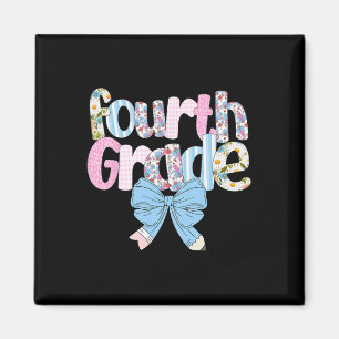 Preppy Fourth Grade Teacher Blue Floral Coquette P Magnet
