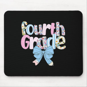 Preppy Fourth Grade Teacher Blue Floral Coquette P Mouse Pad