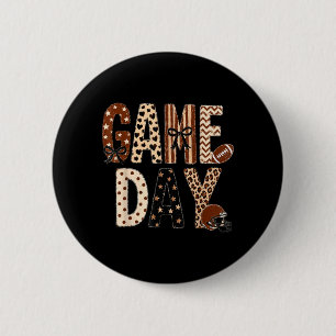 Preppy Game Day Football Mum Mama Touch Down 6 Cm Round Badge