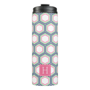 Preppy Geometric Pattern and Monogram Thermal Tumbler