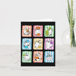 Preppy Ghost Reading Books Teacher Halloween Libra Card