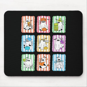 Preppy Ghost Reading Books Teacher Halloween Libra Mouse Pad