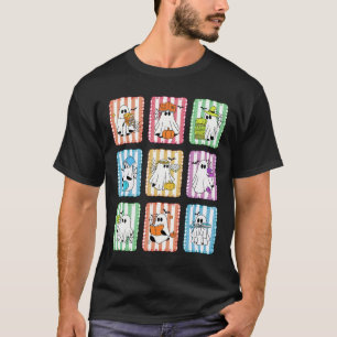 Preppy Ghost Reading Books Teacher Halloween Libra T-Shirt