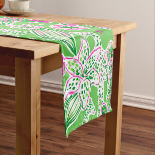 Preppy Giraffes Lily Pink Green  Short Table Runner